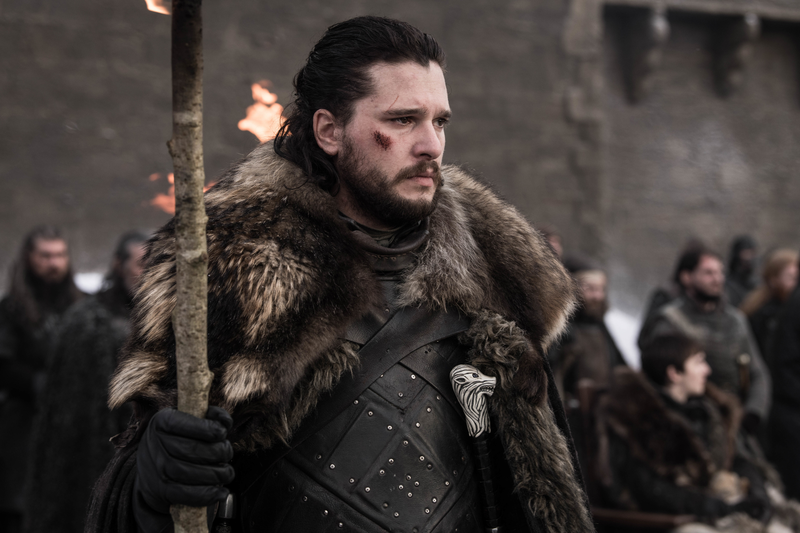 Jon Snow (Kit Harington) seen about as happy as he ever gets, which is to say “not very.”